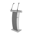 Modern Transparent Acrylic Podium With Dual Microphones And Stable Base Design