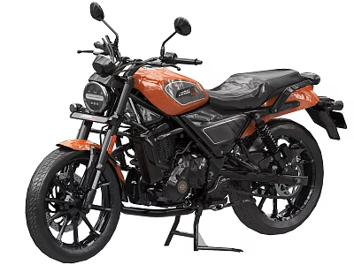 Stylish Orange And Black Motorcycle Modern Design With Black Seat And Wheels 3d model