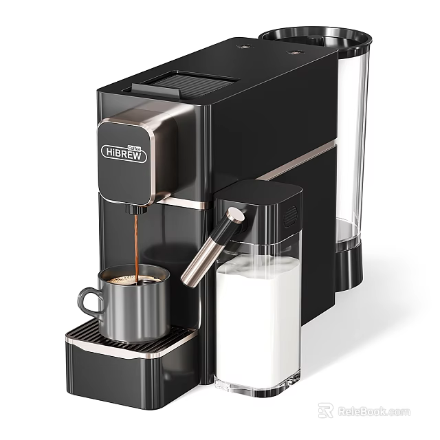 DeLonghi Automatic Coffee Machine With Coffee Pouring Into Cup And Milk Container 3d model 