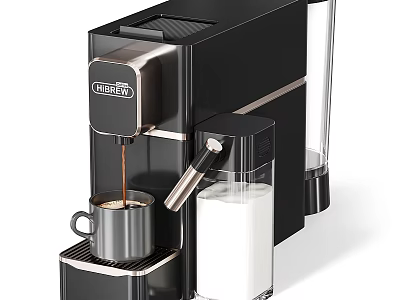 DeLonghi Automatic Coffee Machine With Coffee Pouring Into Cup And Milk Container 3d model