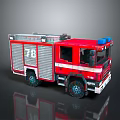 Shiny Red Fire Truck With Number 78 Ladder And Emergency Equipment