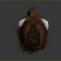 Game Movie Character Red Long Messy Hair On White Mannequin Head With Gray Background