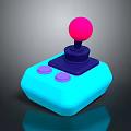 Colorful Game Joystick With Pink Ball Top Blue Base And Purple Buttons