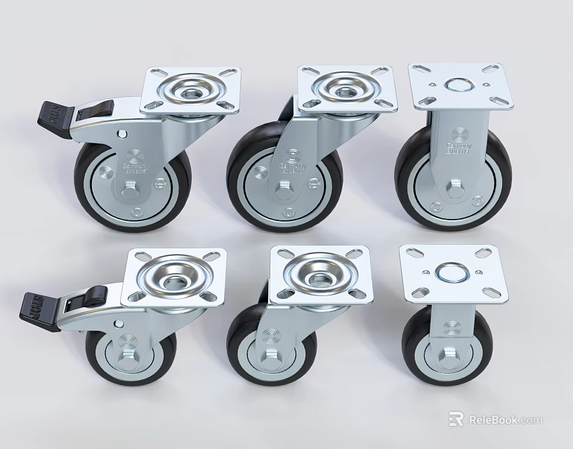 Electric Toys Metal Swivel Wheels With Brake Accessories For Kids Play Equipment Parts 3d model 
