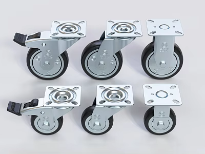 Electric Toys Metal Swivel Wheels With Brake Accessories For Kids Play Equipment Parts 3d model