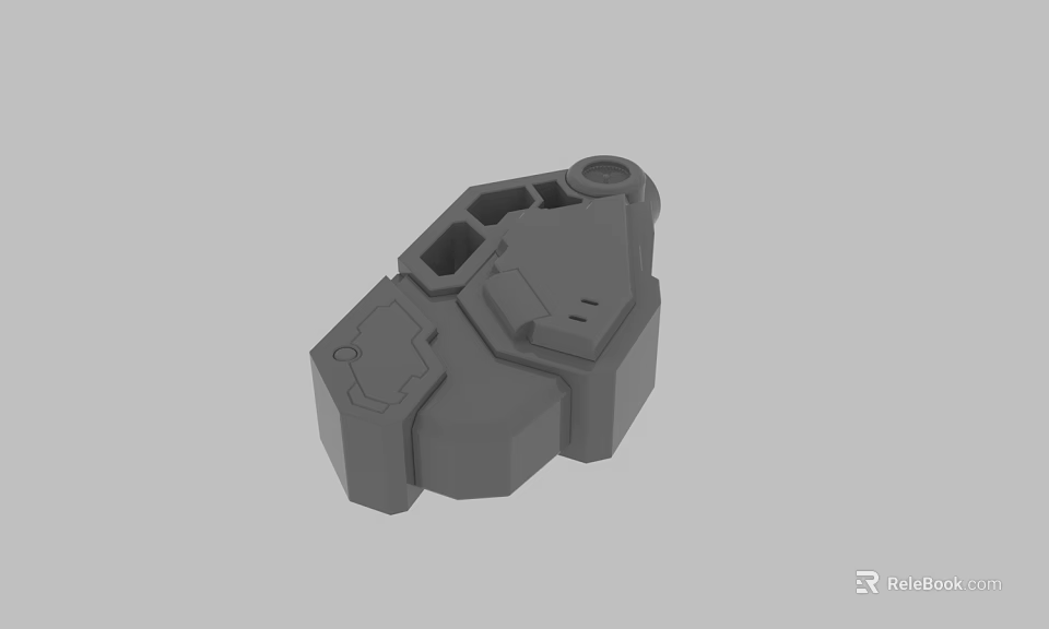 Detailed Gray 3D Model of Mechanical Component with Holes and Geometric Shapes 3d model 