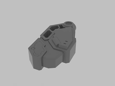 Detailed Gray 3D Model of Mechanical Component with Holes and Geometric Shapes 3d model