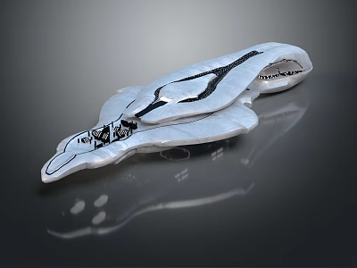 Sleek Futuristic Warship With Modern Design Silver Hull And Reflection On Dark Background 3d model