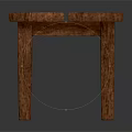 Rustic Solid Wood Bench With Brown Surface And Metal Rivets Details