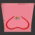Pink Butterfly Shaped Stage Scene With Cartoon Character Heart Ring And Logos