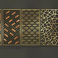 Modern Room Dividers With Geometric Patterns And Golden Frame Designs 3d model