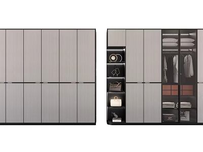 Modern Wardrobe Design with Closed Doors Open Compartments and Storage Organization Features 3d model