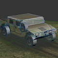 Khaki Colored Military Vehicle With Sturdy Design On Off Road Grassland Tracks