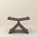 Modern Brown Stool Featuring Crossed Legs And Minimalist Design Structure
