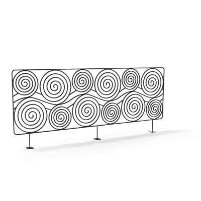 Architectural Decorative Metal Screen With Intricate Spiral Patterns And Support Legs 3d model