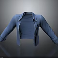 Blue Denim Jacket with Collared Design Open Front and Long Sleeves 3d model