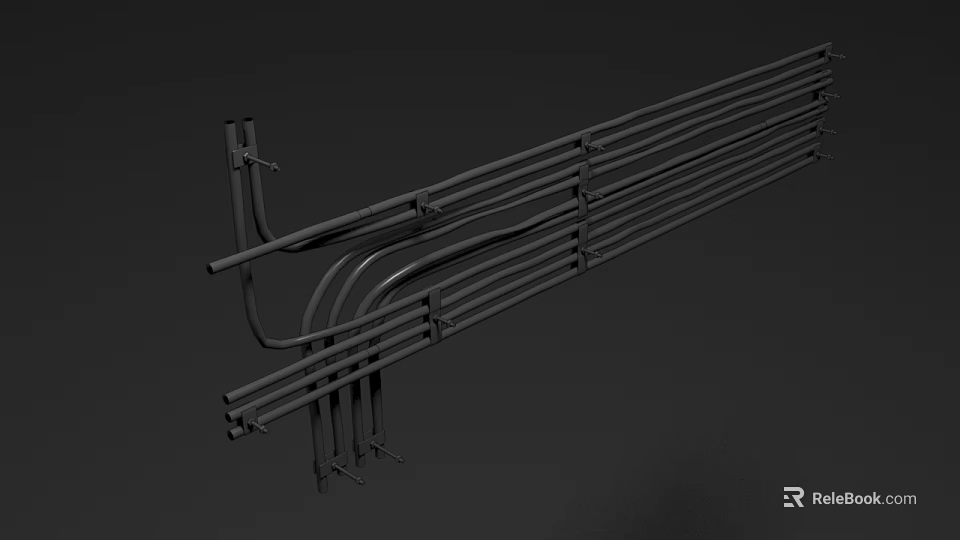 Multiple Metal Door Handles 3D Model With Various Curved Designs And Components 3d model 