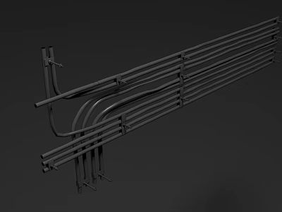 Multiple Metal Door Handles 3D Model With Various Curved Designs And Components 3d model