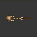 Golden Metal Keychain With Spherical Charm And Chain For Daily Use