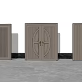 Elegant Wooden Double Doors With Various Panel Designs For Home Interior 3d model