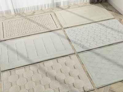 Light Colored Square Rugs Showcasing Various Patterns In Living Space 3d model
