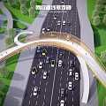 Modern Overpass Network Hongjing Bridge Special-shaped Steel Structure Bridge Arch Bridge Curved Flow Line Air Plank Road Special-shaped Railing Guardrail 3d model