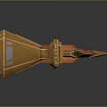 Golden And Red Decorative Axe With Gear Like Red Accents And Black Handle