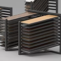 Sturdy Display Racks Organizing Multiple Wooden Panels With Various Colors And Materials