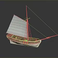 Wooden Model Ship With White Hull Brown Deck Wooden Mast And White Sail Design