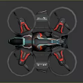 Modern Quadcopter Drone Featuring Protective Propeller Guards And Colorful Body 3d model