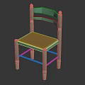 Turquoise Green Wooden Chair With Slatted Back Carved Legs And Woven Brown Seat