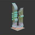 Innovative Modern Skyscraper Design Featuring Glass Facades Curved Structures Spiral Elements And Base Platform 3d model