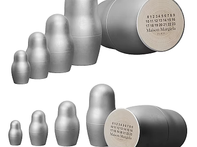 Decorative Ornament Set of Silver Metal Nested Cylindrical Shapes with Text Inscriptions for Home Decor 3d model