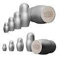 Decorative Ornament Set of Silver Metal Nested Cylindrical Shapes with Text Inscriptions for Home Decor