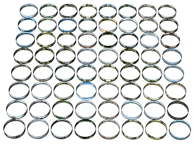 Background Wall with Neatly Arranged Circular Rings in Various Colors and Styles 3d model