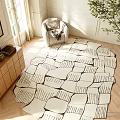 Stylish Geometric Pattern Area Rug For Modern Living Room With Wooden Floor And Natural Light