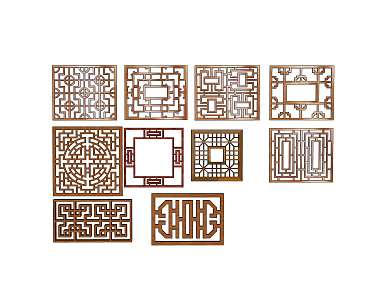 New Chinese-style openwork window 3d model