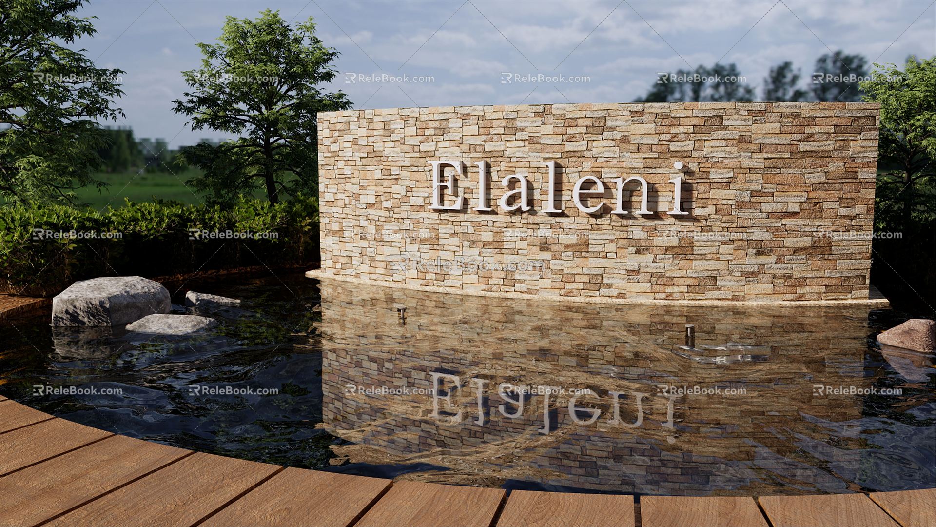 Modern landscape wall image signboard model