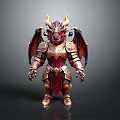 Mythical Dragon Figurine With Golden Armor Red Details And Wings