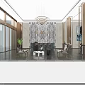Modern Luxury Real Estate Sales Office Lobby With Exquisite Marble Decor And Comfortable Lounge Spaces