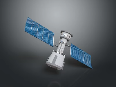 Satellite With Blue Solar Panels White Main Body And Antenna Design 3d model