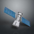 Satellite With Blue Solar Panels White Main Body And Antenna Design
