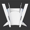Futuristic White Aircraft Structure With Sleek Wings And VR Headset Inside