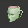 Creative White Face Shaped Ceramic Mug With Handle For Daily Use
