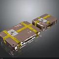 Daily Necessities Metal Storage Cases Strapped With Yellow Tape And Labels