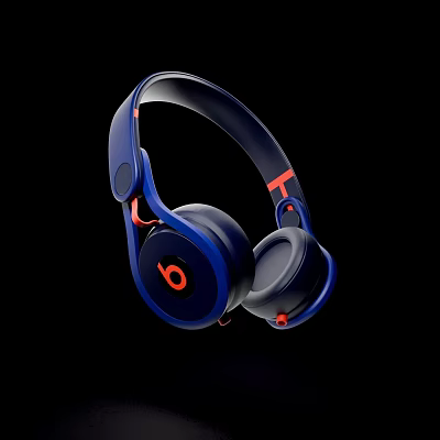 Blue And Red Over Ear Headphones With Modern Design And Comfortable Earpads 3d model