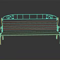 Elegant Yellow Metal Frame Bench With Wooden Seat And Decorative Scrolls