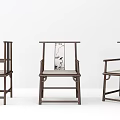 Three Minimalist Leisure Chairs With Wooden Frame Light Colored Seat And White Background