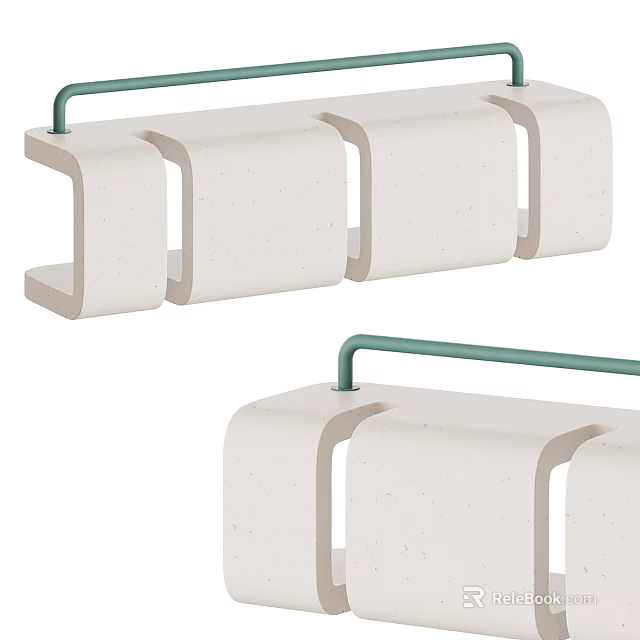 Modern Outdoor Chair With White Textured Body And Green Metal Armrests Design 3d model 