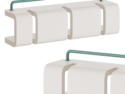 Modern Outdoor Chair With White Textured Body And Green Metal Armrests Design 3d model